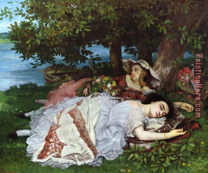 Gustave Courbet Girls on the Banks of the Seine